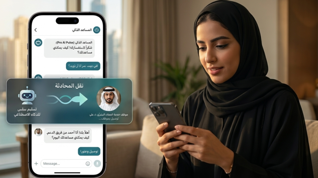 نتقال سلس من بوت واتساب إلى موظف بشري في خدمة العملاء